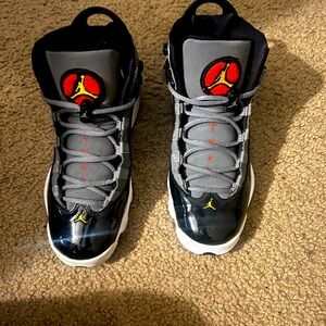 Jordan 6 Rings Smoke Grey Black Red Gold